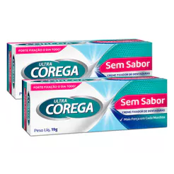 Kit 2 Corega Ultra Tripla Ação Fixador de Dentadura Sem Sabor 20g