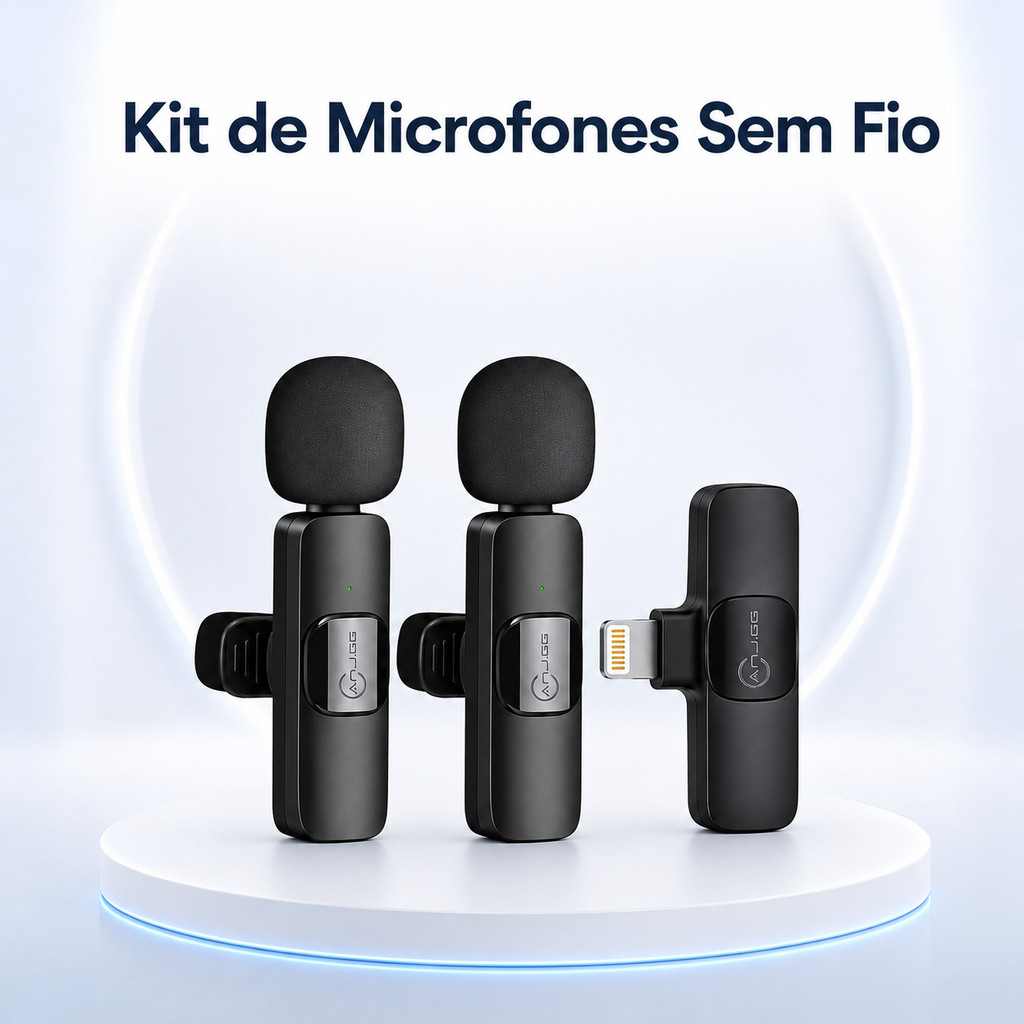 Kit 2 Microfones De Lapela Sem Fio Para Celular Podcast Live E Entrevista IOS