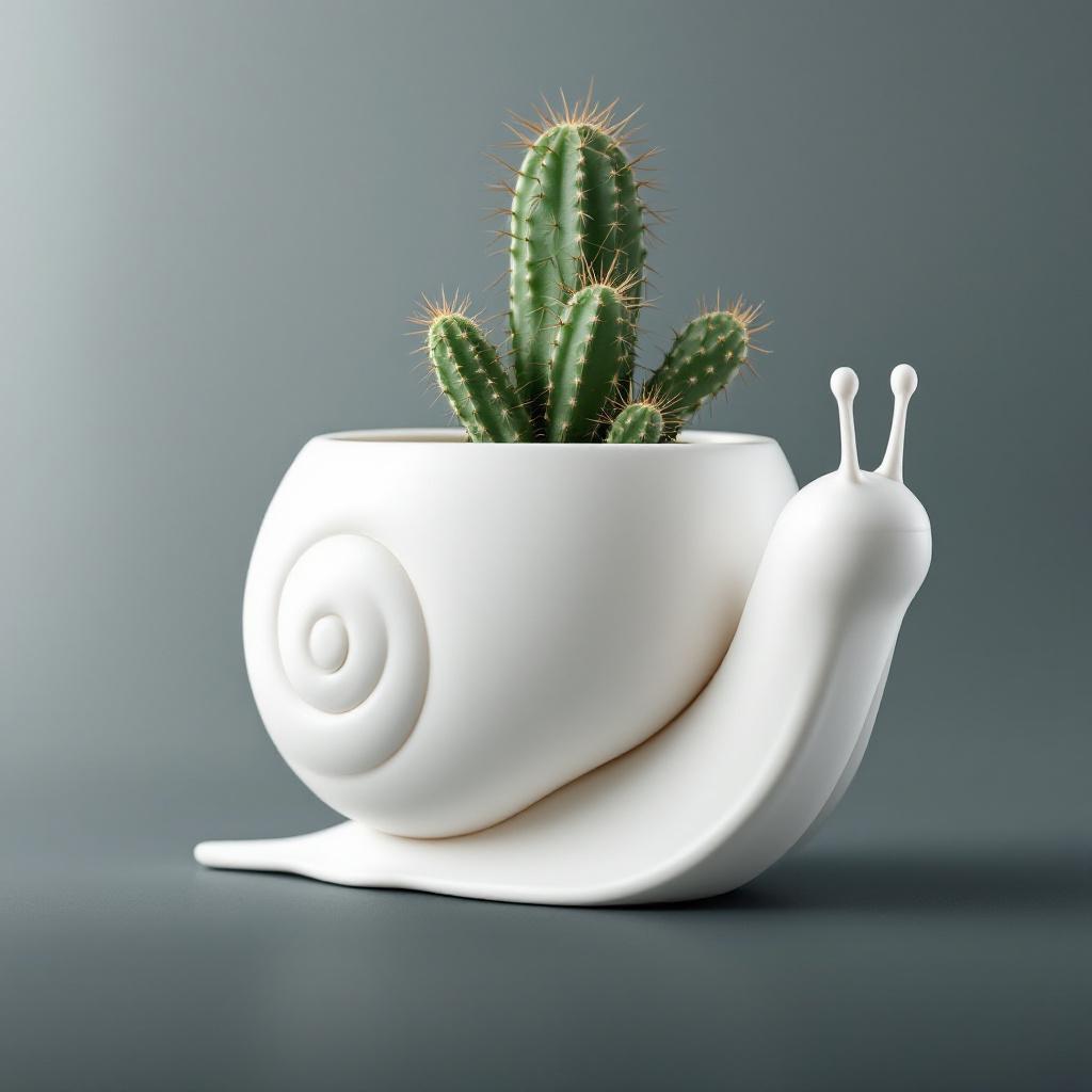 Vaso Decorativo Caracol Branco – Cachepot Criativo para Suculentas e Cactos