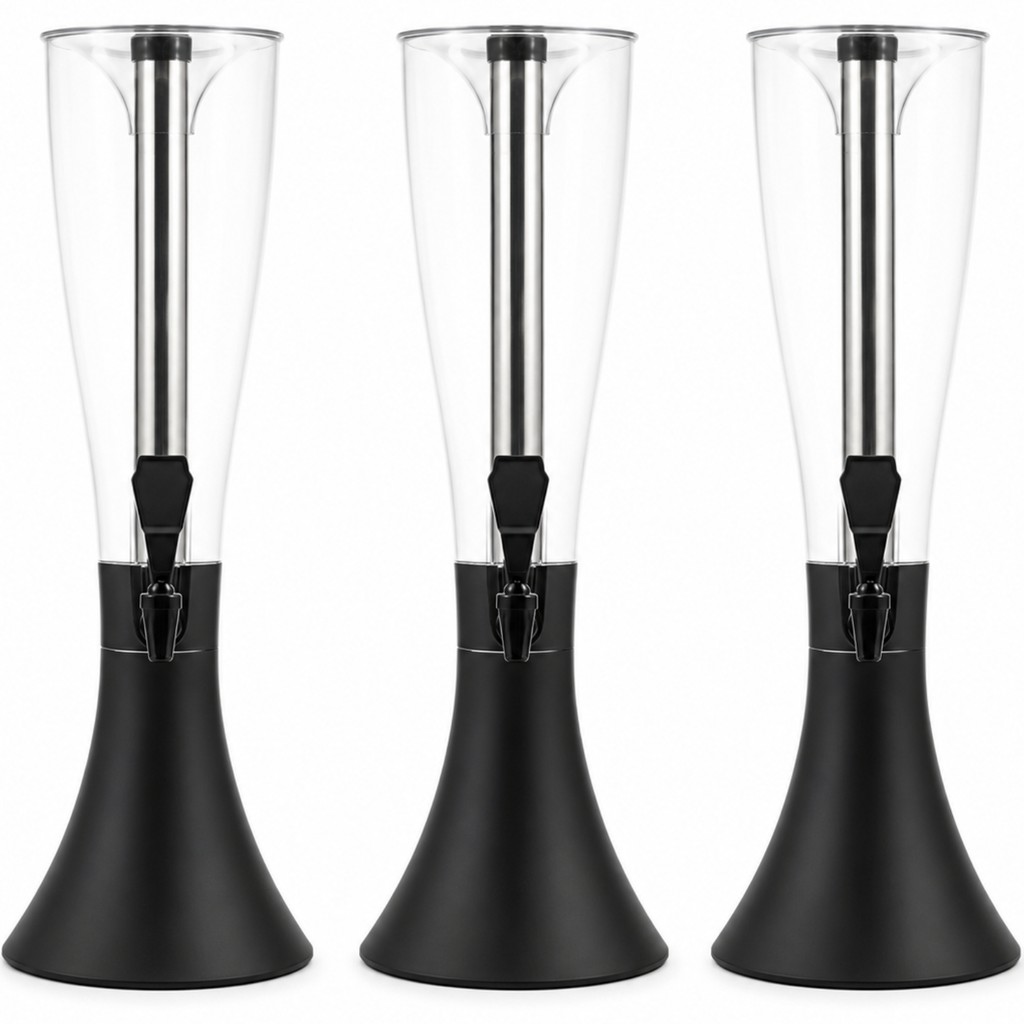Kit 3 Torre Cerveja Chopp Bebida 4L Torneira Preta Inox Gelo