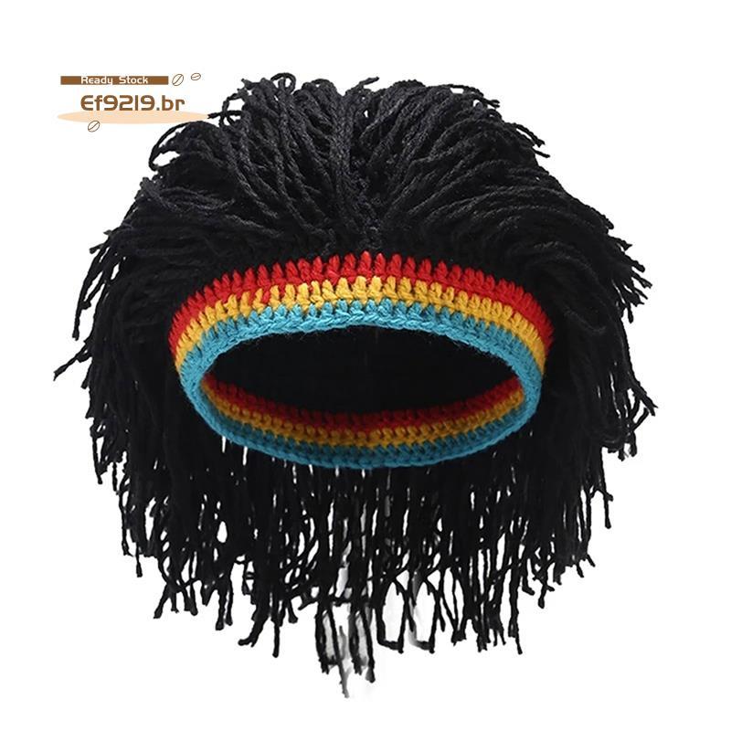 [Oferta Especial E] A Peruca Gorro Masculino Bonés Hip Hop Boné Feito À Mão Crochê Chapéu Quente De Inverno Halloween Xm