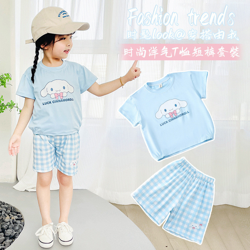 2024 verão novo estilo terno infantil bonito dos desenhos animados moda menina bebê médio pequenas crianças na moda tern