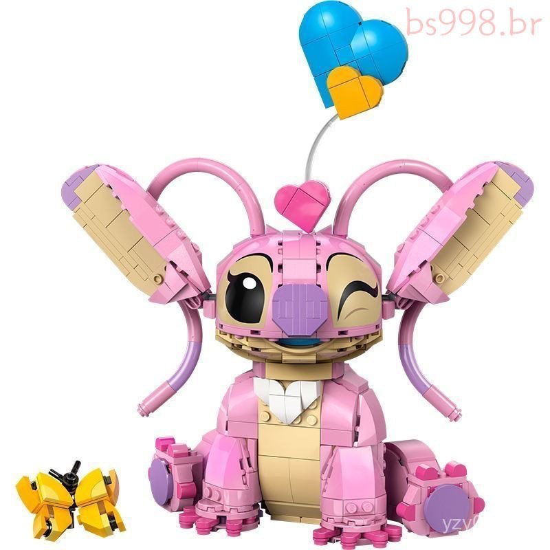 Blocos de Montar Criativos Modelo Brinquedo Anjo Stitch Olhos Grandes Série Disney Compatível com LEGO 43257 4