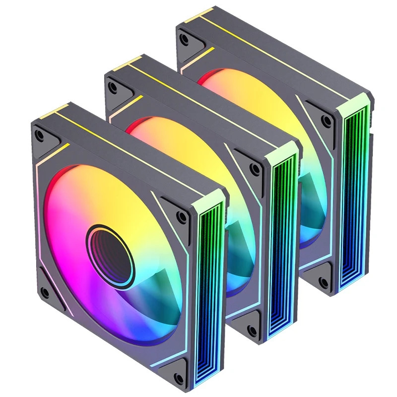 Kit 3 Ventoinhas RGB 120mm Alto Fluxo Resfriamento PC Gamer Hub