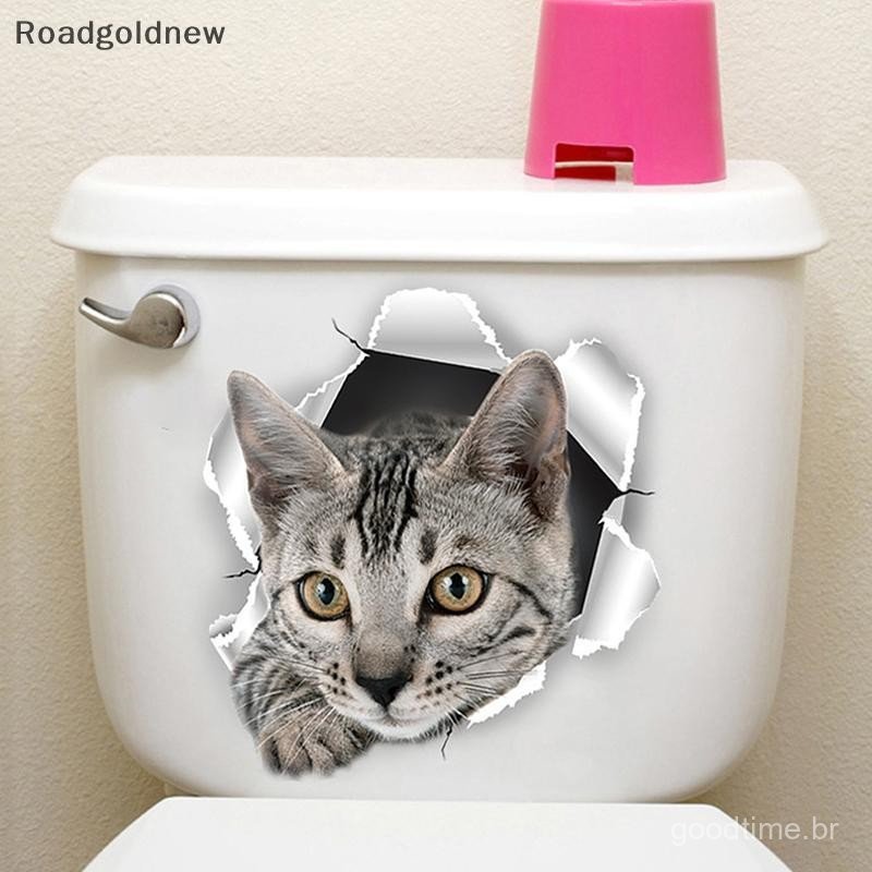Adesivo Divertido 3D para Assento de Vaso Sanitário com Tema de Gato, Impermeável e Fácil de Aplicar, Adesivo Decorativo