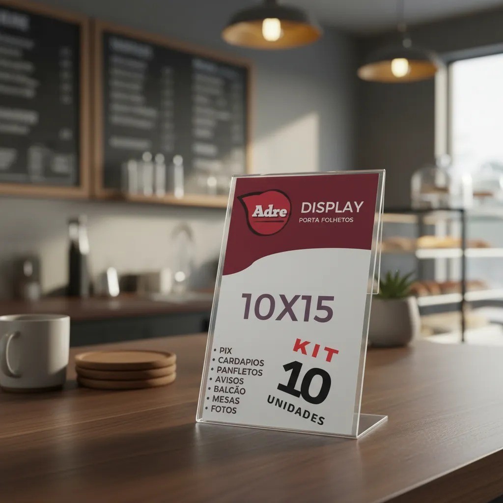 10 Suporte Displays A6 L Expositor 10x15 Acrílico (PS) Placa pix Aviso Mesa Balcao Cardapio Licenças