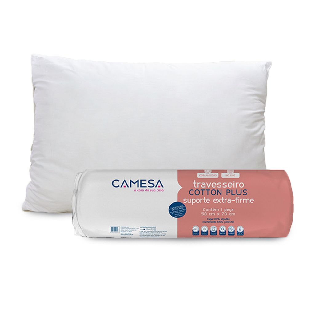 Kit 4 Travesseiro Cotton Plus 180 Fios 50x70 Extrafirme A Vácuo Camesa — imagem 2 de 2