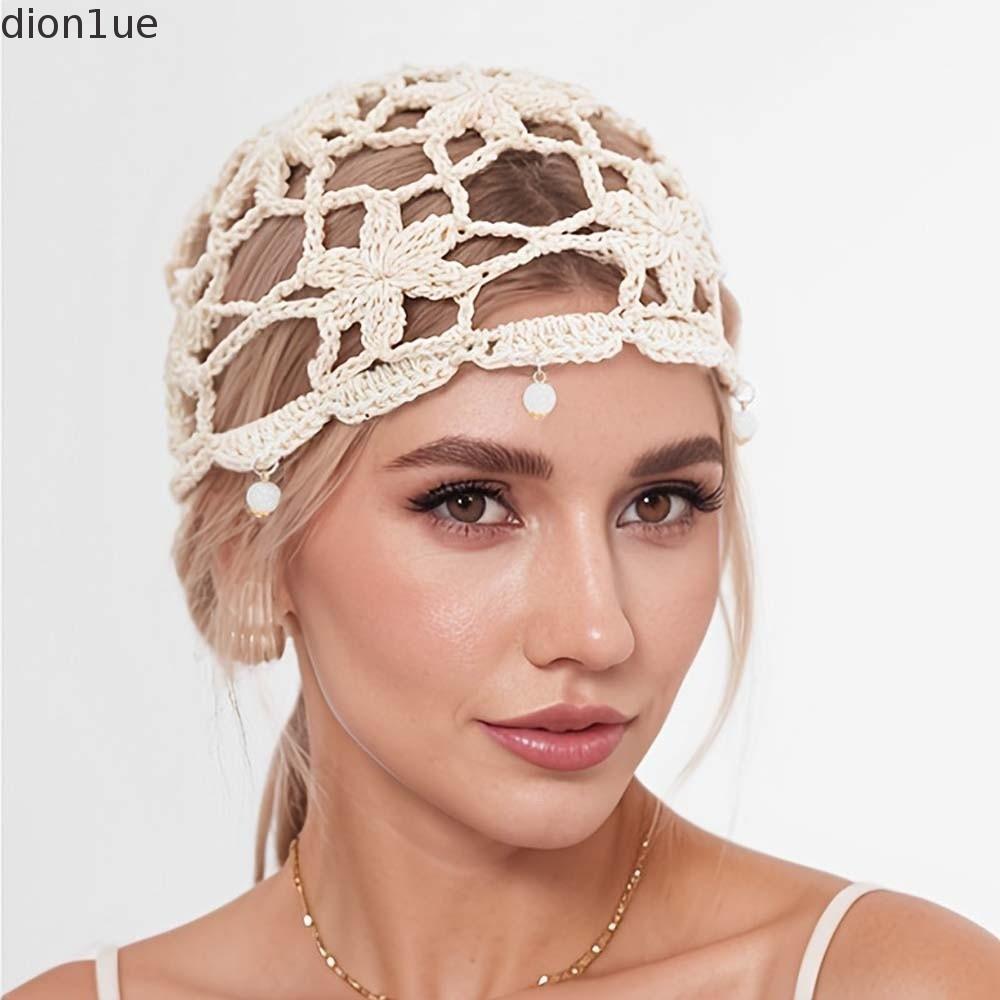 DION1UE Chapéu De Malha De Flor De Crochê , Gorro Fino Feito À Mão , Boné Tecido Estilo Coreano Étnico