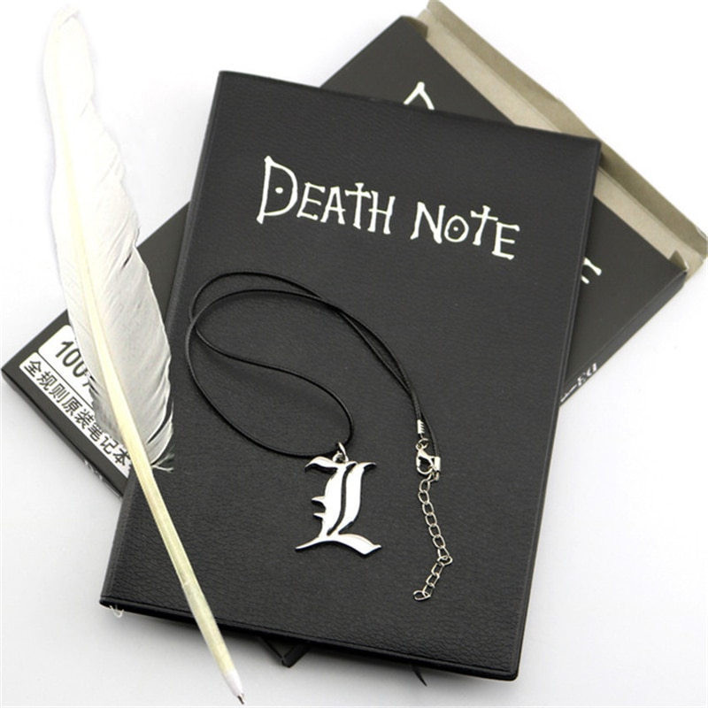 Conjunto de Caderno de Anime Death Note Diário de Couro e Caneta com Colar Adequado para Papelaria GPMS