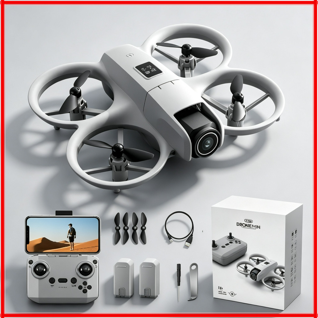Drone Mini DLI-NEO com Câmera Dual 4K Fluxo Óptico Proteção de Hélice 360° com 2 Baterias
