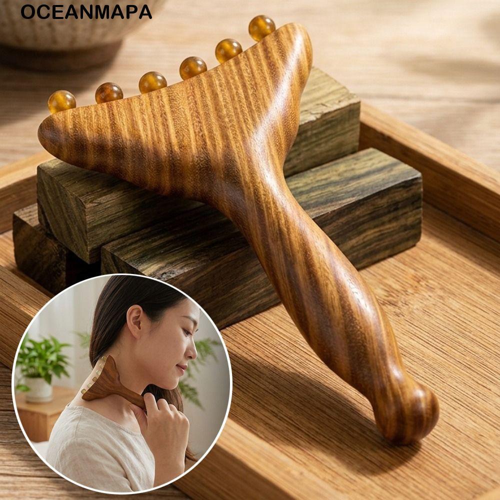 Pente De Massagem Oceanmap Meridians , Alça De Cobre/Bolas De Chifre Manual Ferramenta Facial Gua Sha