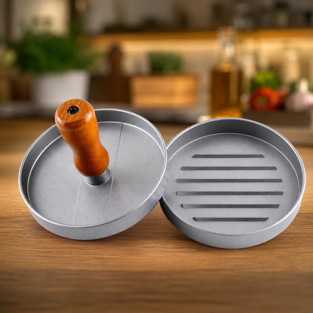 Modelador Hambúrguer Antiaderente Briwax Inox 11.5cm Cinza