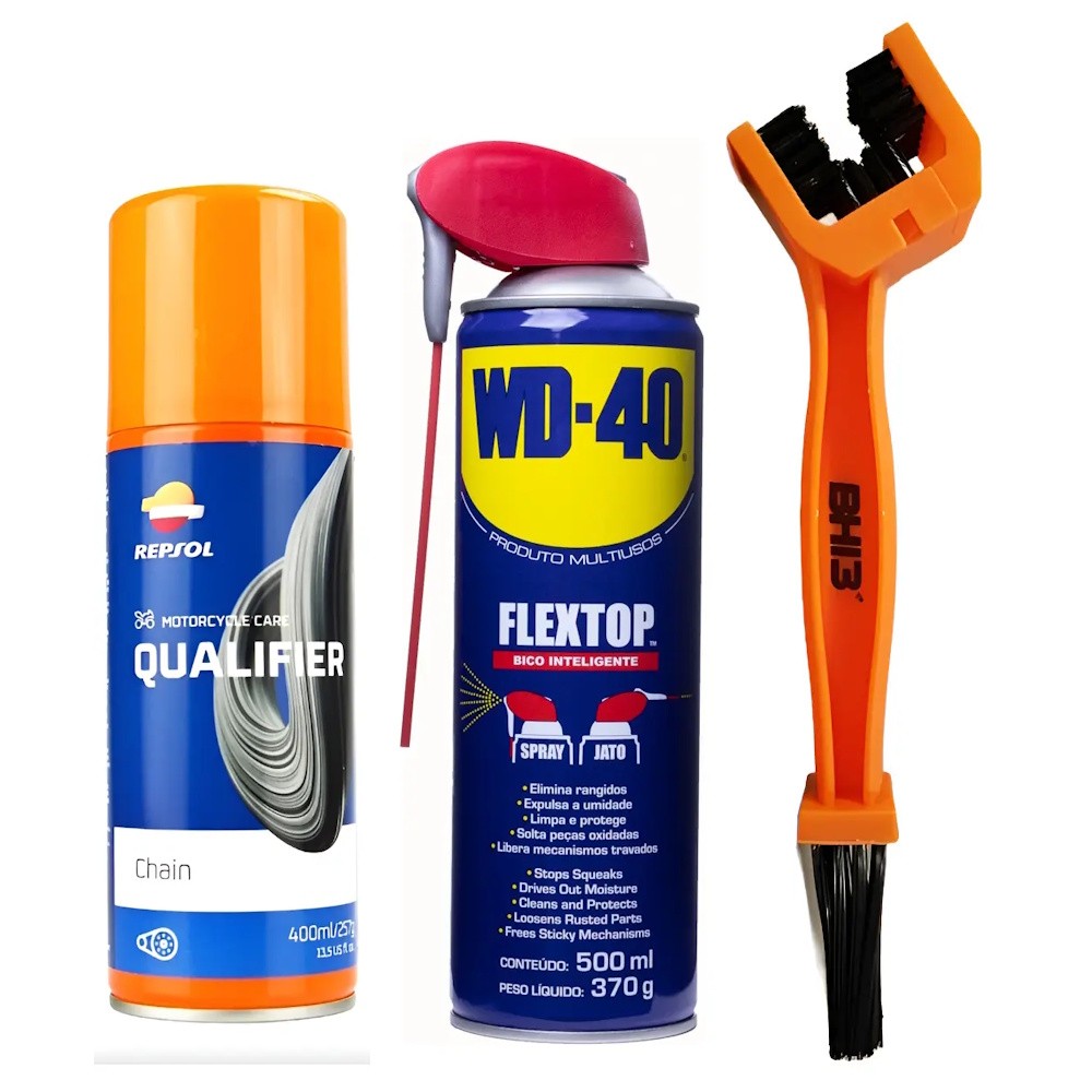 KIT WD-40 500ml + ESCOVA + REPSOL MOTO CHAIN