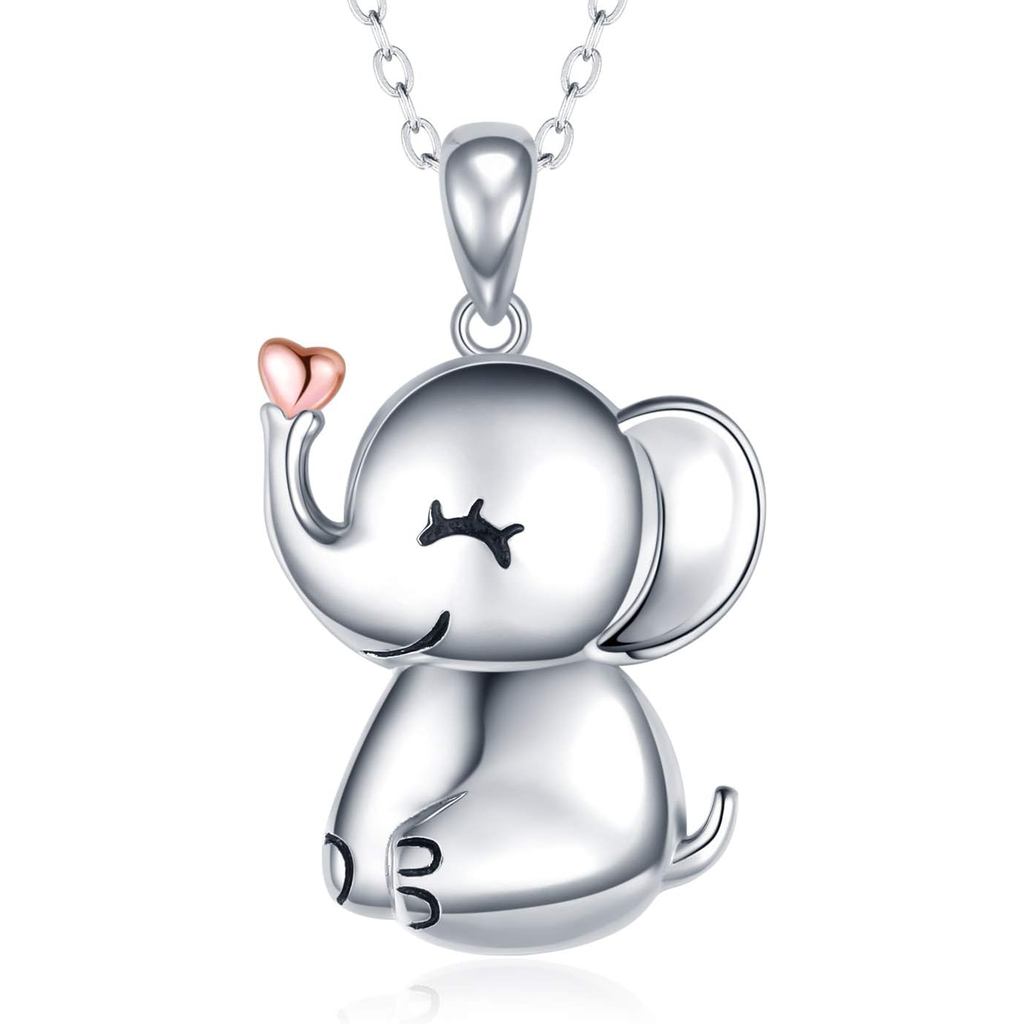 Colar de Elefante Fofo em Prata Esterlina MANBU, Pingente de Animal da Sorte, Joia de Férias com Tema de Vida Selvagem, 