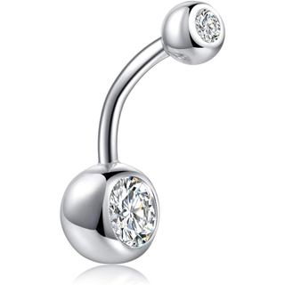 Piercings de Umbigo em Prata Esterlina para Mulheres e Homens, Anéis de Umbigo com Zircônia Cúbica, Piercings de Umbigo 