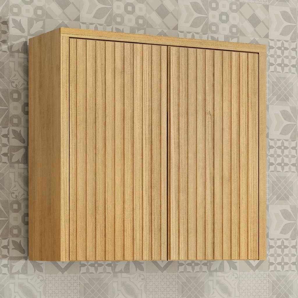 Armário Aéreo para Cozinha 80cm 2 Portas Ripado Torino Marrom/Cinamomo