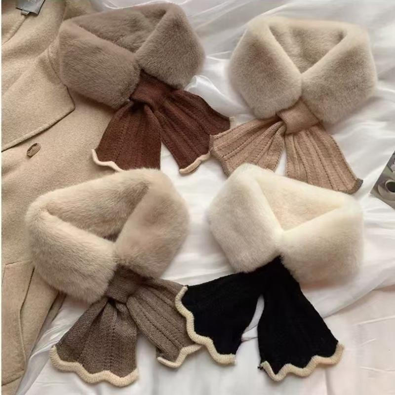 Xale Elegante de Inverno para Mulheres, Quente e Espesso, com Gola Cruzada, Cor Sólida, em Pelúcia de Pelo de Coelho Sin