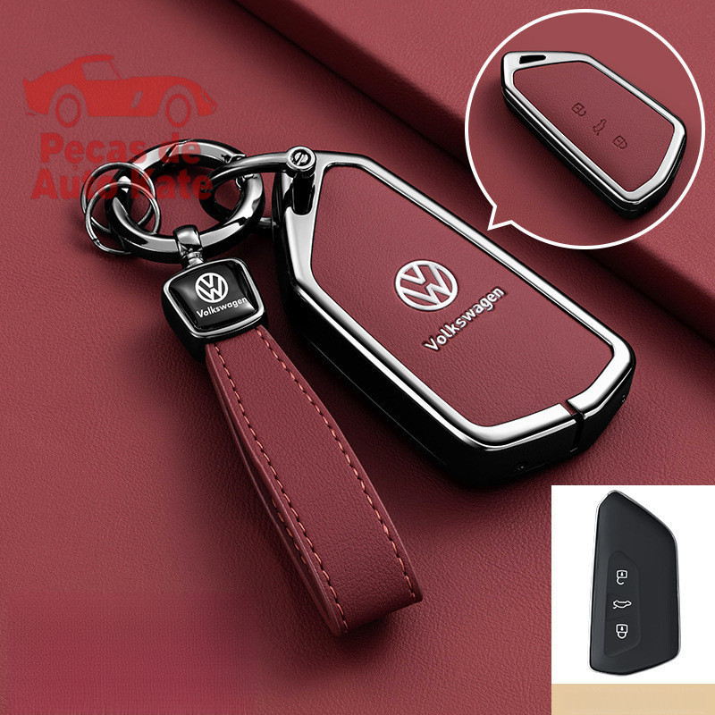 Capa de Chave de Carro em Liga de Zinco para Volkswagen VW Golf 8 MK8 GTE GTD GTI R ID. 3 4 5 2022 2023 2024 Porta-chave