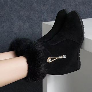 Wenzhou novo estilo inverno pele de coelho botas de neve feminino tubo curto aumento interno All-Match velo-velo quente 