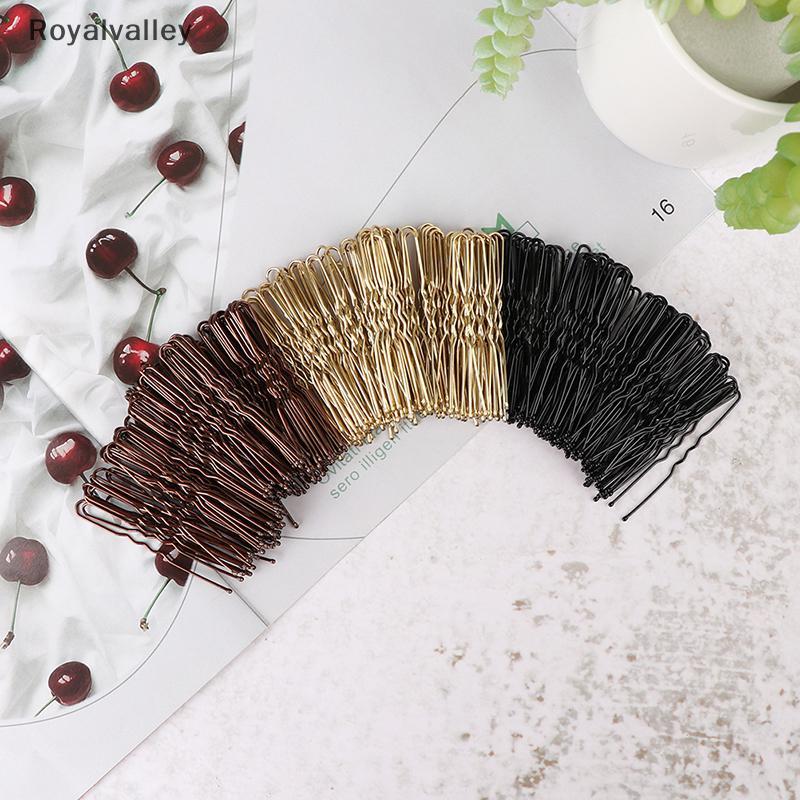 [Royalvalley] 50 Unidades/Conjunto Cabelo Ondulado Em Forma De U Bobby Pin Barrette Salon Grip Clip Grampos De BR