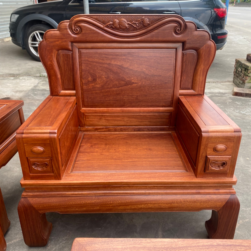 Sofá de mogno estilo chinês, sofá Fumanyuan, Log completo, sala de estar, combinação de pés, quadrado, grosso, placa úni