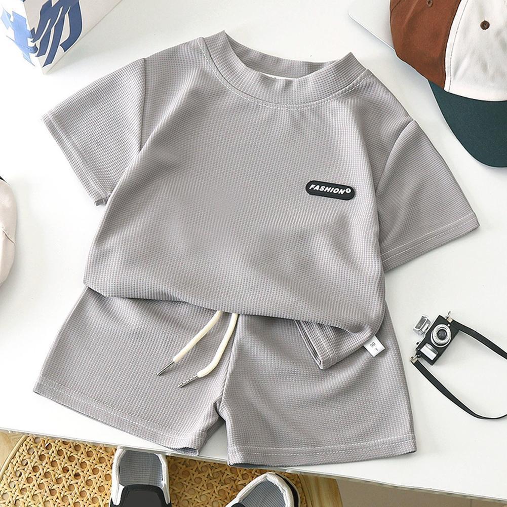 Conjunto De Shorts De Camisa De Algodão Para Crianças De 0 A 7 Anos , Pijama De Verão Absorvente De Suor Respirável B1g9