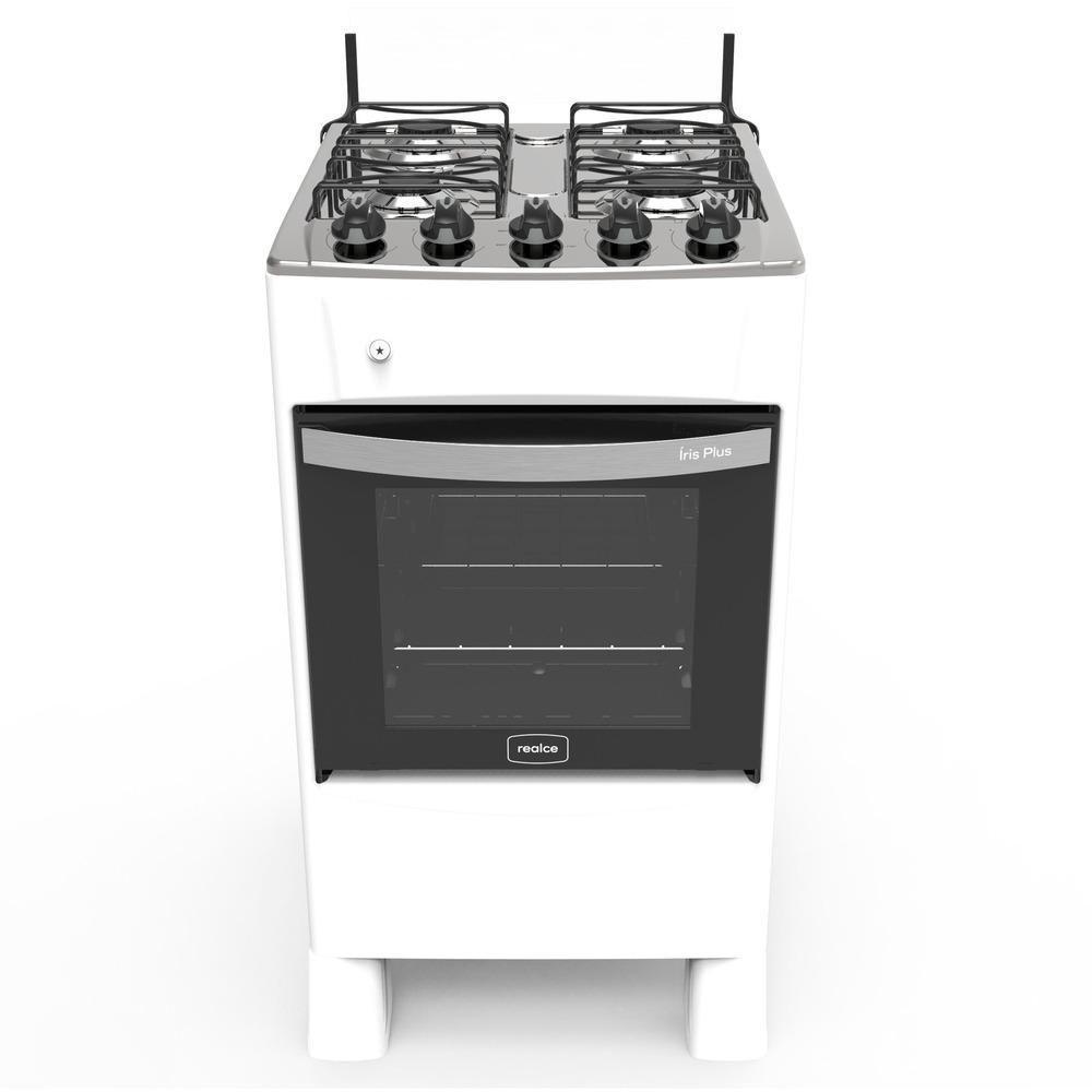 Fogão de Piso a Gás 4 Bocas Glp Realce Eletrodomésticos Cr209 Mesa Inox Automático Branco Bivolt