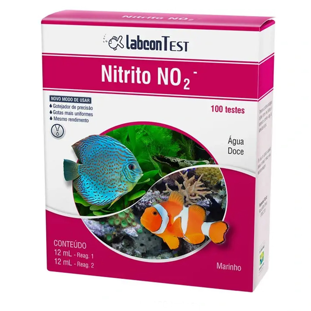 Labcon Teste Nitrito Até 100 Testes Água Doce E Salgado Aquarios Lagos Tanques