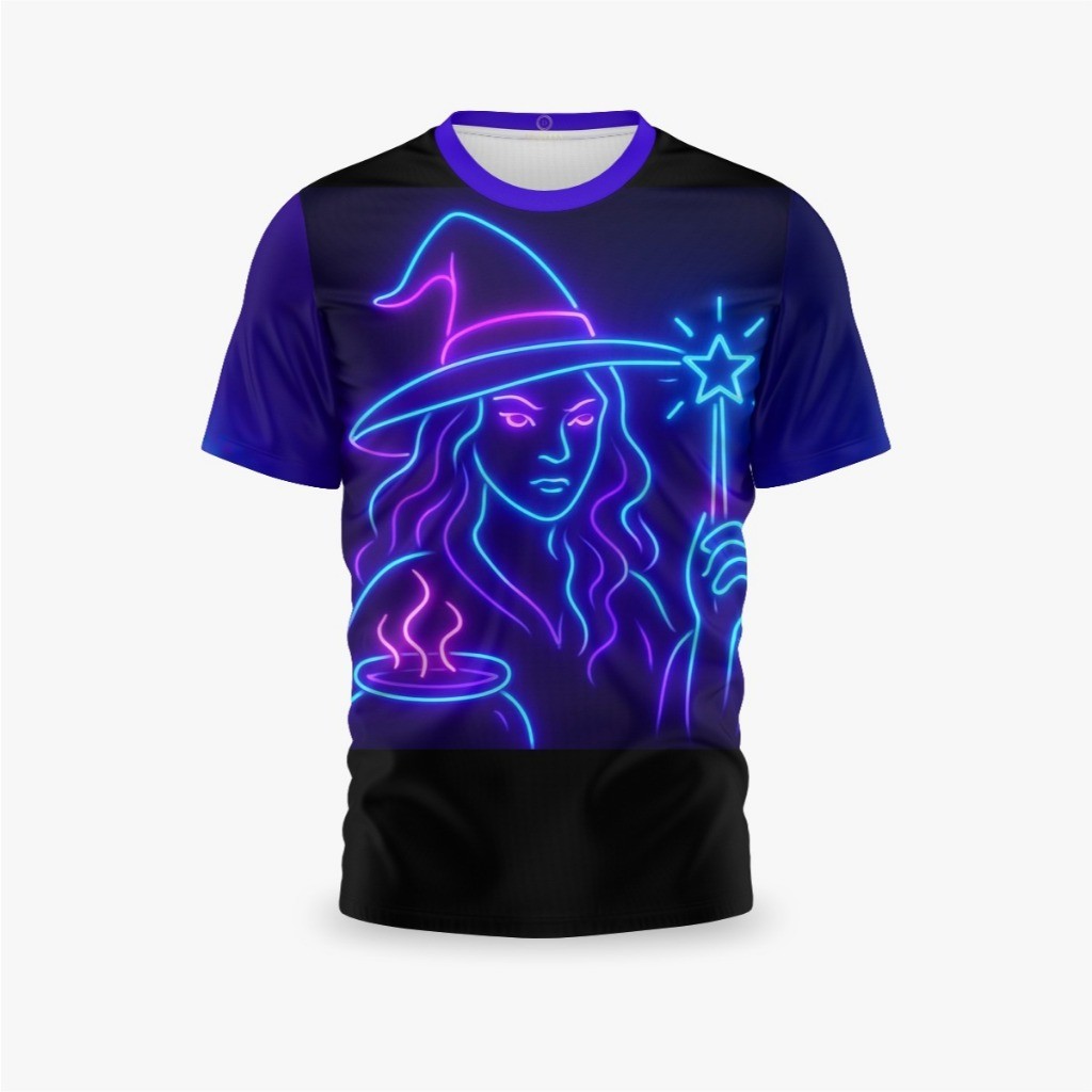 Camisa Camiseta Bruxa Unissex Halloween Feitiço Neon Brilha