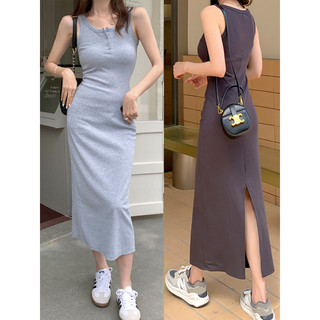T elegante com nervuras magro-ajuste colete saia feminina verão meia gola aberta Hip-coberto A linha saia longa Cl
