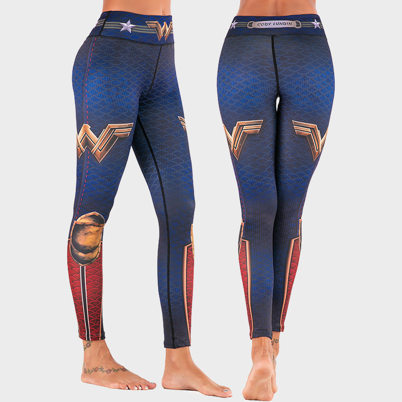 Novas senhoras yoga impresso fitness correndo calças yoga dança pé-piso Leggings de fitness
