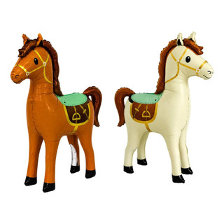 Balão Metalizado Cavalo Ponei Com Base 135cm Marrom Ou Branco Festa Junina Decoração Arraiá