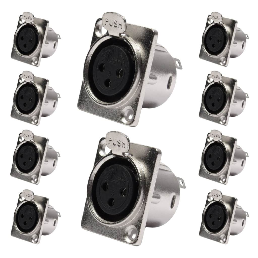 Conector Painel Xlr Fêmea 3 Polos Storm 10 Unidades