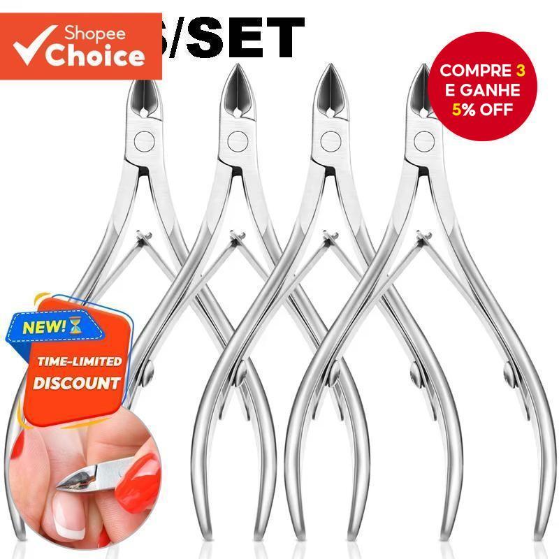 Kit 4 Alicates De Cutícula Profissionais , Lâminas De Aço Inoxidável , Cortador Removedor De Pele Morta , Pedicure , Ali