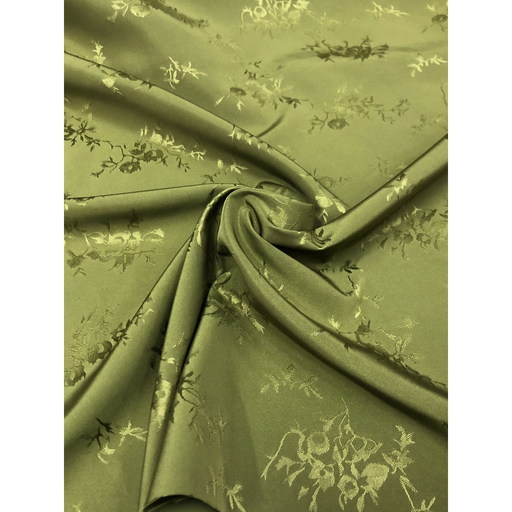 Verão exército verde cetim pequeno Floral Jacquard roupas tecido fino Retro estilo chinês saia Cheongsam tecido