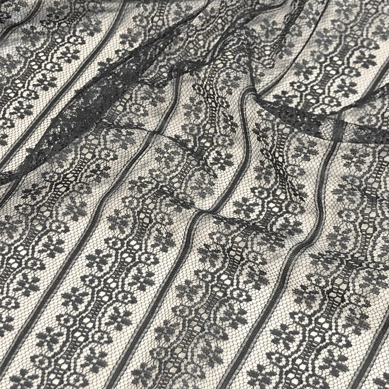 Renda fina renda preto cinza oco renda moda tecido saia acessórios de roupas tecido de pano diy