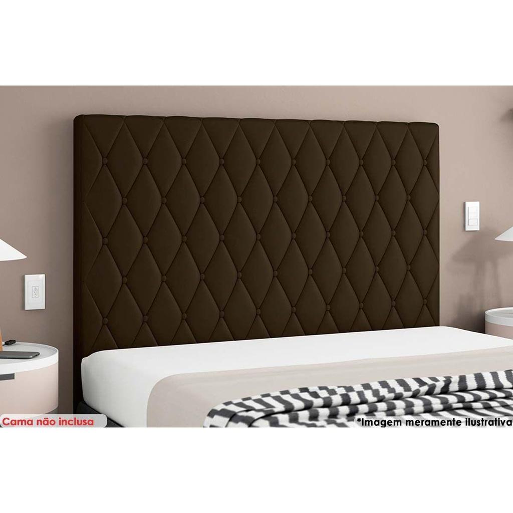 Cabeceira Cama Box Estofada Casal Casal Camponesa Veludo Cacau - Simbal