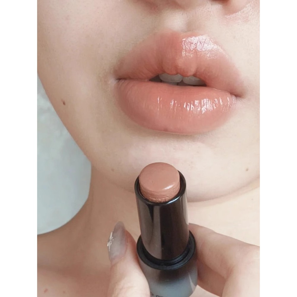 Porta nua ~ luz damasco Pseudo-maquiagem cor Nude multiuso vara rosto branco florescendo água baixa saturação batom sóli