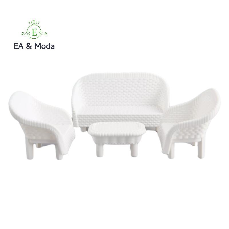 EA & Moda 4 Peças Brancas DIY Casa De Bonecas Em Miniatura Sala De Estar Sofá Antigo Modelo De Mesa Brinquedo Infantil .