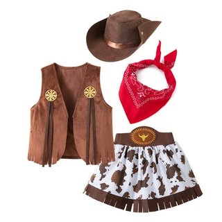 Conjunto De Fantasia De Cowboy Ocidental Para Meninas , Roupa De Férias , Dramatização , Colete .