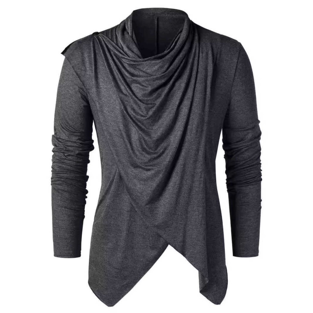Camiseta masculina roupas masculinas outono tamanho grande moda cor sólida Cardigan Design Retro manga longa na moda com
