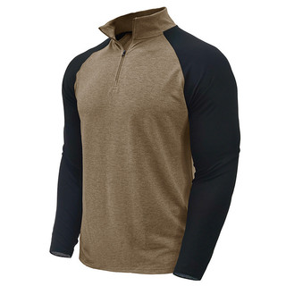 Europeu americano cor sólida Raglan masculino manga comprida zíper moletom de gola alta pulôver masculino com bloqueio d