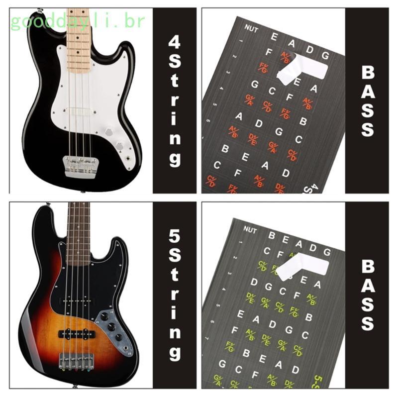 GOO 1 Folha Adesivos Para Notas Baixo, Etiqueta Escala Acordes Fretboard