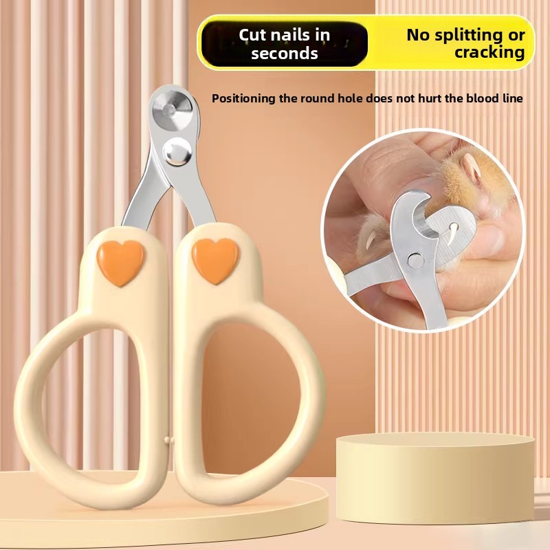Tesoura cega pequena para animais de estimação, buraco redondo, gatos, cães, tesoura Universal para unhas de gato