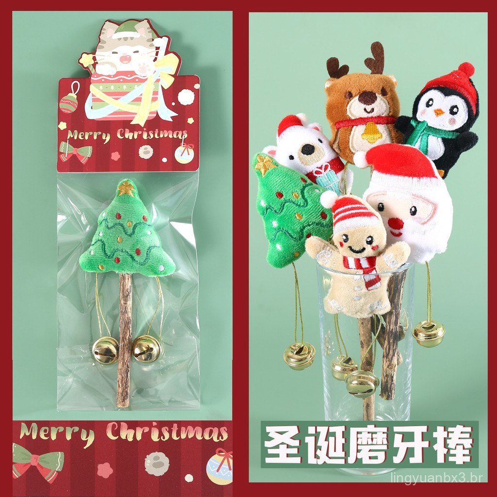 Brinquedo de Natal para Gato com Catnip, em Forma de Árvore de Natal, Papai Noel, Boneco de Neve e Pinguim, Brinquedo Fo