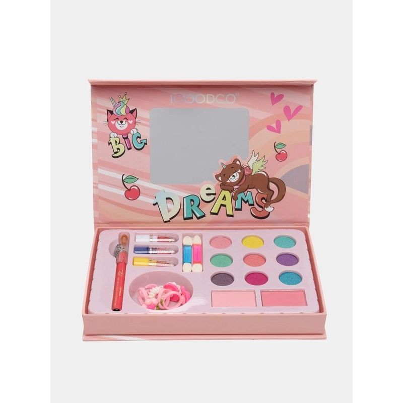 Estojo de Maquiagem Infantil Completo, Sombras + Acessórios Kit Completo com Espelho Maquiagem Infantil Salão de Beleza