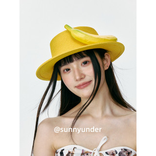 Diy bonito atmosfera Banana decoração amarelo plana chapéu feminino verão foto passeio viagem protetor solar chapéu de s