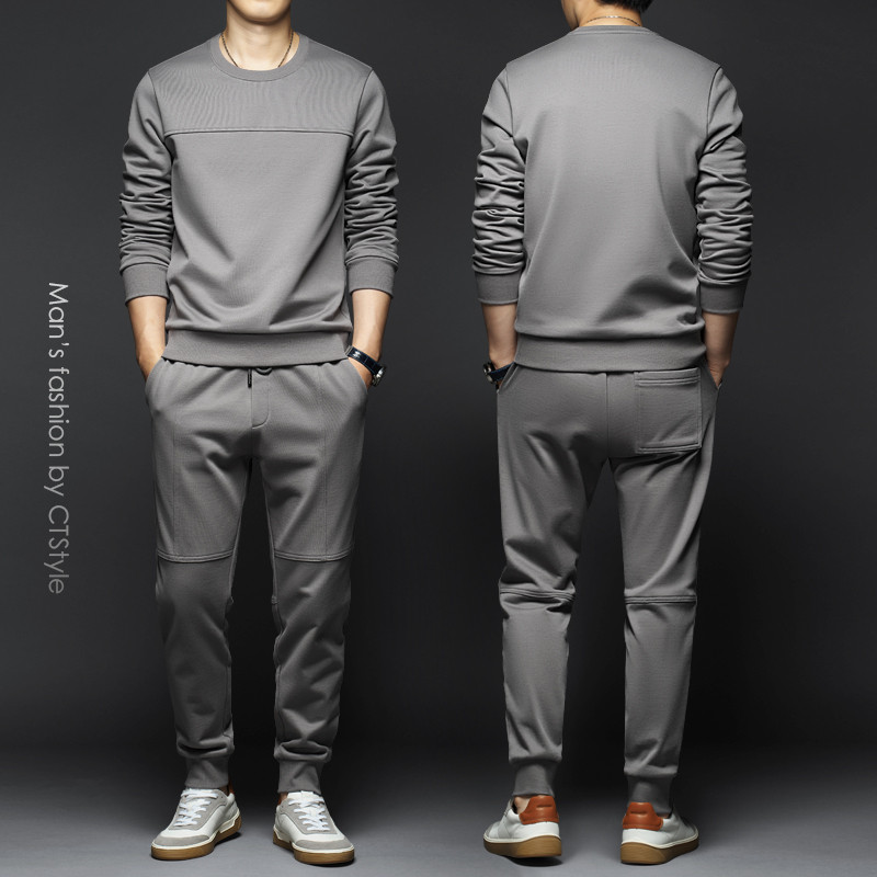 Primavera masculino em torno do pescoço moletom terno um conjunto combinando bonito moletom roupas masculinas 2026 roupa