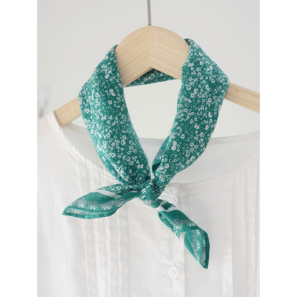 Arte fresca verde Floral pequeno lenço quadrado à prova de vento proteção do pescoço coluna Cervical macio protetor sola
