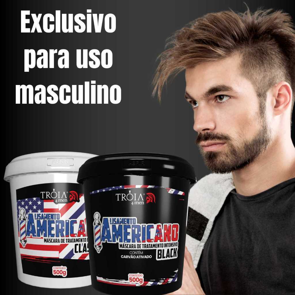 Kit Alisamento Americano Black – Tróia Hair 4Man (500g + 300ml + 250g) — imagem 2 de 2